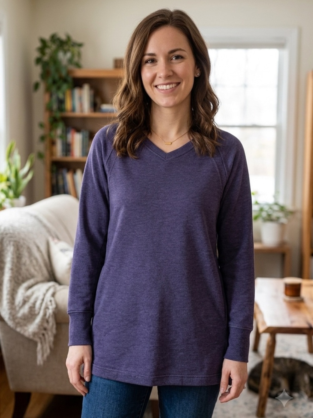 Duluth Trading Co V-Neck Long Sleeve Sweatshirt